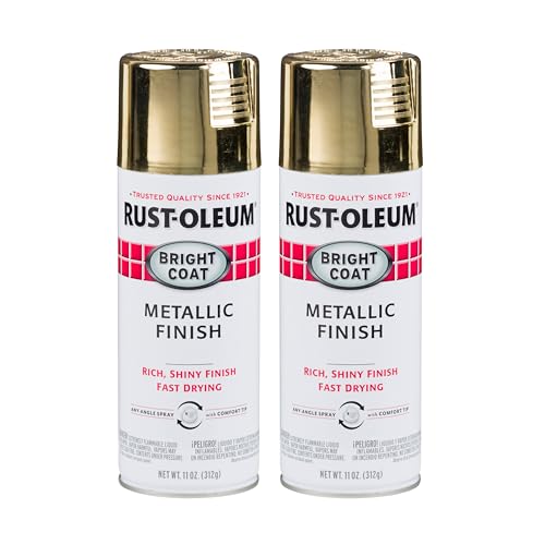 Image of Rust-Oleum 7710830 Stops Rust Bright Coat Metallic Spray Paint, 11 Ounce, Gold, 2 Pack