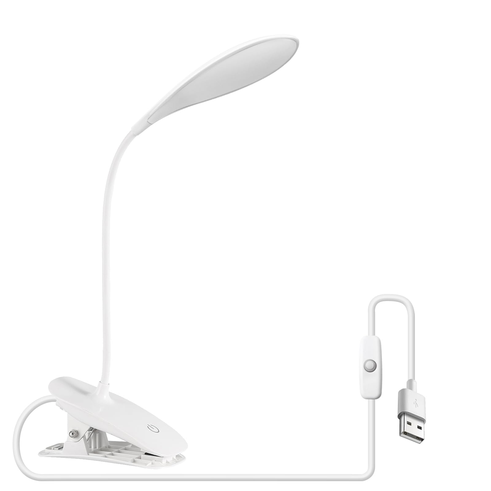 EXTRASTAR Lámparas de Escritorio, Led Escritorio, Lampara Lectura Pinza, Luz Blanca 6500K, Cuello de Cisne de 360° Cuidado Ocular Luz LED, Modo de Carga USB, 1pc