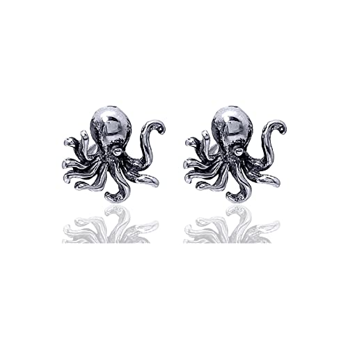 Xusamss Punk Body Piercing Earrings Stainless Steel Animal Octopus Stud Earrings