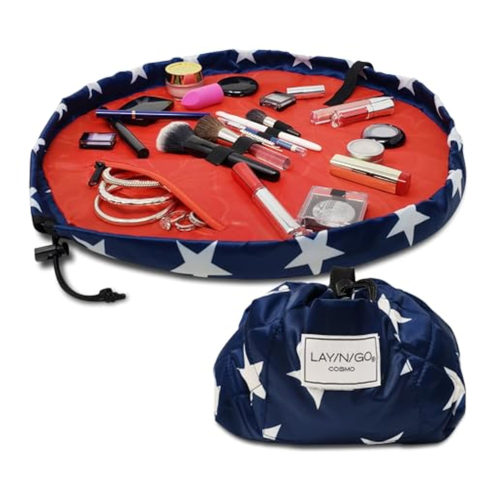 Drawstring Makeup Bag with Stars Design