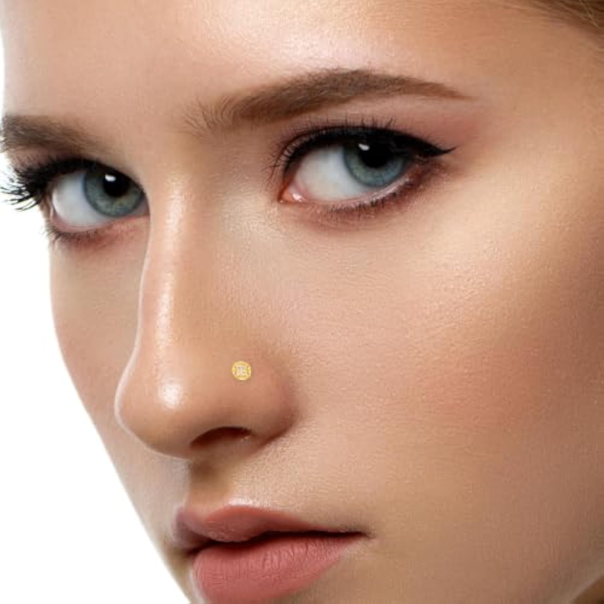 Women's Gold Nosepin Adorned with Cubic Zirconia, Minimal Style