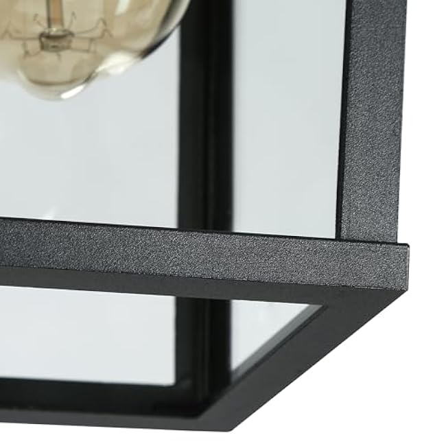 Outdoor Pendant Light Fixture, Farmhouse Exterior Anti-Rust Hanging Lights with Adjustable Chain, Black Ceiling Outdoor Light with Clear Glass, Hanging Lantern for Front Door, Entry, Porch, and Gazebo