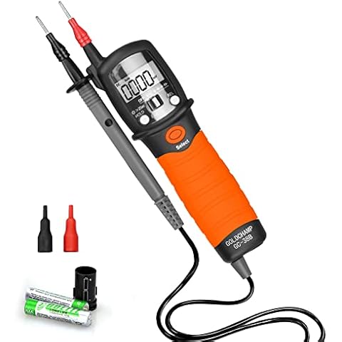 GOLDCHAMP Pen Type Digital Multi meter Electric Tester for AC/DC Voltage,Auto Range Resistance Measurement and Continuity Test with Data Hold Backlight and Flashlight,Orange-GC-38B Cover
