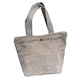 1 Pc Grey Small Corduroy Tote Bag 8.3 x 4 x 10.2 inch