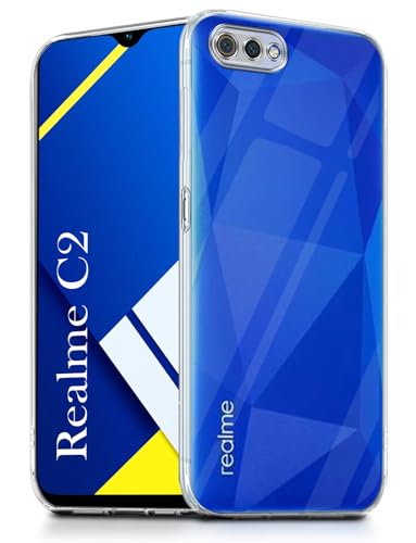 Image of Jkobi Back Cover for Realme C2 (Silicone Clear Shockproof Case with Camera Protection | Soft and Flexible | Transparent)