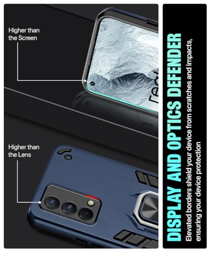Image of WOW IMAGINE Shock Proof Back Case Mobile Cover for Realme GT Master Edition | Back Cover Case (Tough Armor | Hybrid PC + TPU | Ring Holder & in-Built Kickstand | Blue)