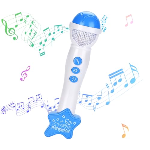 Gukasxi Microphone for Children Kids Microphone Karaoke Music Toy, Children Microphone Handheld Musical Toy, Built-in Speaker, Light Effects, Early Educational Toy for Boys Girls (Blue)