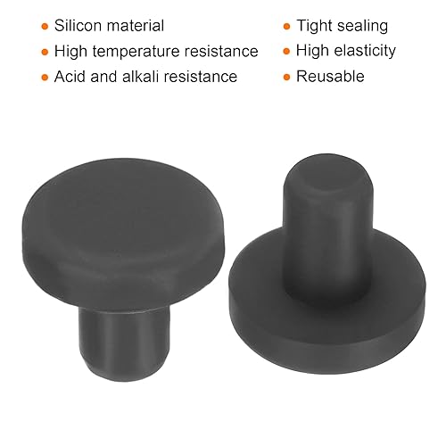 Image of UXCELL High Temp Silicone Plug Mount - Dia 6mm /0.23 inch T-Shaped Solid Rubber Stopper - Hole Plugs for Powder Coating & Plating - Waterproof & Sealing - Black Pack of 20 (OD 13mm)