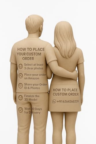 Image of CRAFT3DINDIA Personalized PHOTO TO 3D Couple MINIATURE Figurine (5 Inch) | DECORATIVE FIGURINE