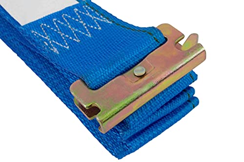 Mytee Products 10 Pack 2'' X 20' E Track Ratchet Straps With Spring E-Fittings, 4000 Lbs - Blue Heavy Duty Etrack Ratchet Tie Down Strap For Enclosed Trailers, Trucks & Vans #TOP5