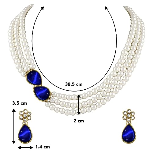 Image of Peora Faux Pearl Crystal Necklace & Jewellery Set Gift for Women