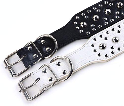 haoyueer Hundehalsband aus Leder mit Nieten, für mittelgroße und große Hunde, für Pitbull Doberman, Größe M, L, goldbraun