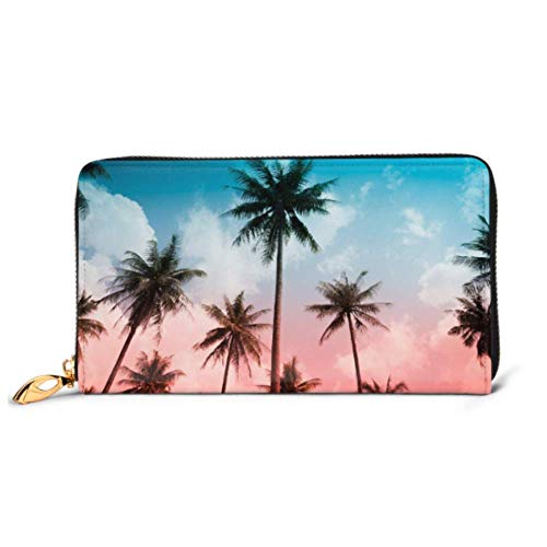 Preisvergleich Produktbild JHGFG Mode Handtasche Reißverschluss Brieftasche Kokosnusspalmen Sunny Day Tropical Phone Clutch Geldbörse Abendkupplung Blocking Leather Wallet Multi Card Organizer