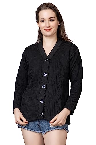 Image of Wear lusso Women Sweater for Winter Woolen Acrylic Full Sleeves V Neck Stylish Design Cardigan Girls /Ladies