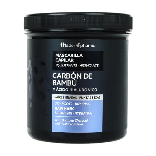 Thader Pharma Mascarilla capilar equilibrante con Carbón de Bambú y Ácido Hialurónico para cabello graso con puntas secas, 700 ml