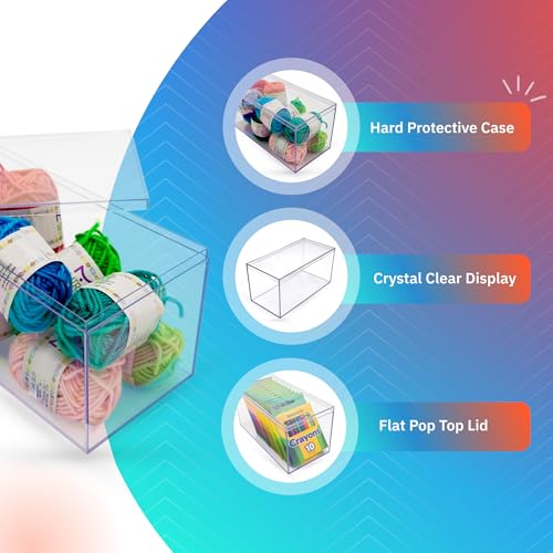 Image of 4 Clear Acrylic Boxes for Display, 8 inch Lx4 Wx4 H Storage Containers with Lids, Made in the USA, Clear Boxes for Gifts, Collectibles, Figures, Arts & Crafts Organization