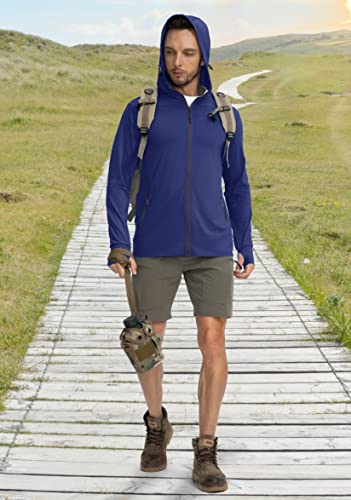 Image of Men's UPF 50+ Light Jacket Full Zip Sun Protection Hoodie Long Sleeve Sun Shirts for Men Hiking Fishing Zip Pockets