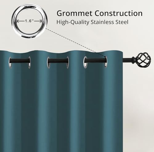 Image of Cloth Fusion 90% Blackout Door Curtains 8 Feet Long Set of 2, Room Darkening Parda with Stainless Steel Grommets for Home Decor (8x4 Feet, Prussian Blue)