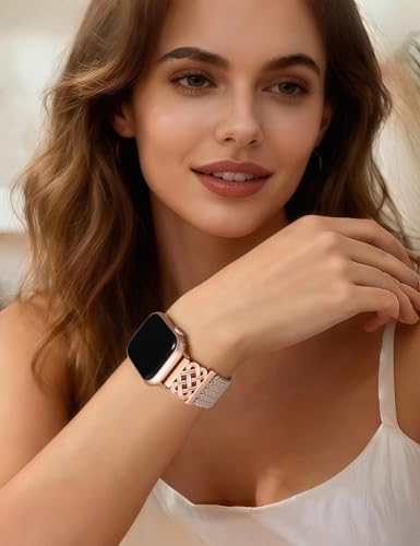 Image of TOYOUTHS Braided Magnetic Band Compatible with Apple Watch Bands 38 /40 /41 /42 /44 /45 /46 /49mm Women Men, Dressy Celtic Metal Stretchy Elastic Strap for iWatch Series 11 10 9 8 7 6 5 4 SE /Ultra 3 2 1