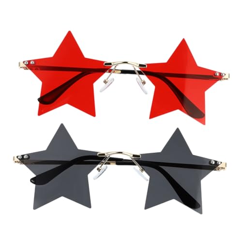 FRCOLOR Sunglasses 2pcs Set Fun and Stylish Rimless Glasses for Events and Festivals