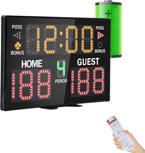 GAN XIN Tableau de score électronique numérique LED avec télécommande pour table de basket-ball, volley-ball, tennis, montage mural, tableau de score de basket-ball GAN XIN Tableau de score électronique numérique LED avec télécommande pour table de basket-ball, volley-ball, tennis, montage mural, tableau de score de basket-ball