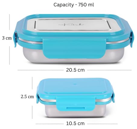 Image of Leak-Proof Lunch Box for Kids | Air Tight Tiffin Box | Stainless Steel Tiffin Box for Kids, Adults, Office, School, and Picnic /Food Grade /Easy to Carry (750ml 1pc + 120ml 1 Pc)