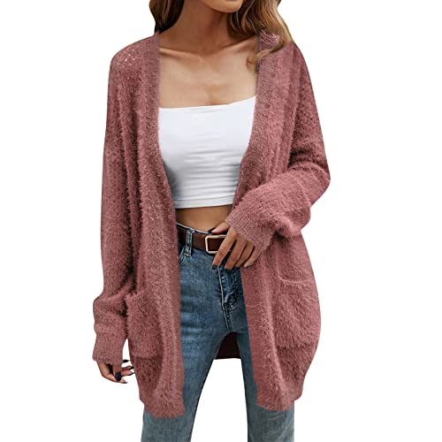Generisch Wool Jacket Women's Open Front Pullover Knitted Coat Winter Long Sleeve Cardigan Women's Winter Jacket, Hot Pink, XL Generisch Wool Jacket Women's Open Front Pullover Knitted Coat Winter Long Sleeve Cardigan Women's Winter Jacket, Hot Pink, XL