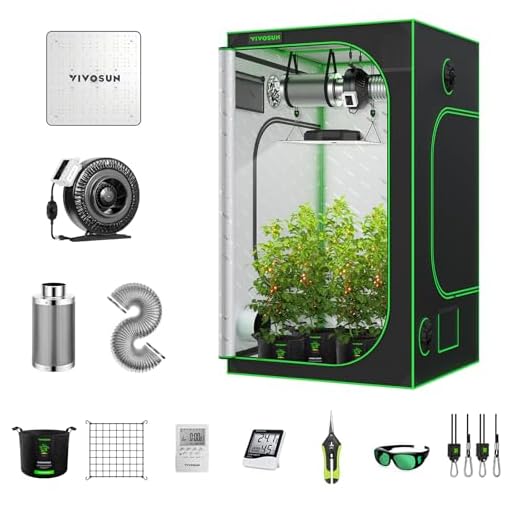 VIVOSUN GIY 4x4 Grow Tent Complete System, 4x4 Ft. Grow Tent Kit Complete with VS1000 Led Grow Light 6 Inch 440CFM Inline Fan Carbon Filter and 8ft Ducting Combo, 48"x48"x80"