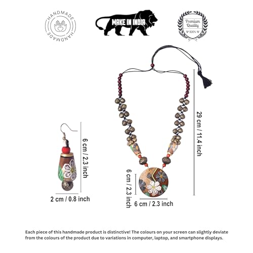 Image of AAKRITI ART CREATIONS Handcrafted Women's Jewelry Set - Ethnic Necklace and Earrings, Fashion Accessories for Special Occasions & Celebrations