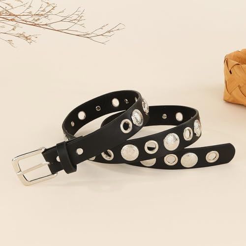 Grommet Waist Belt Punk Floral Charm Skinny Chain for Cowgirl Buckle Modern Waistband Waist Chain Studded Belt4