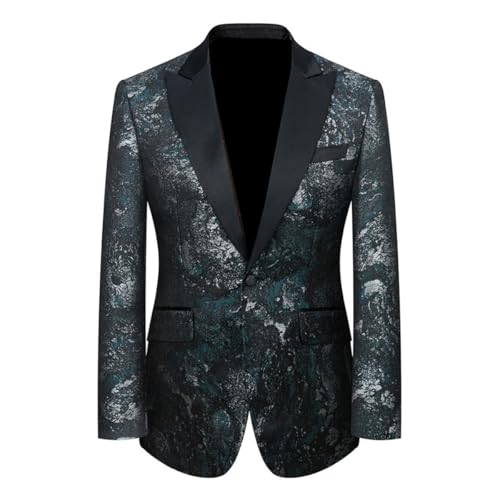 Men's Jacquard Wedding Cosplay Blazer Peak Lapel Single Breasted Button Suit Jacket - Main Image