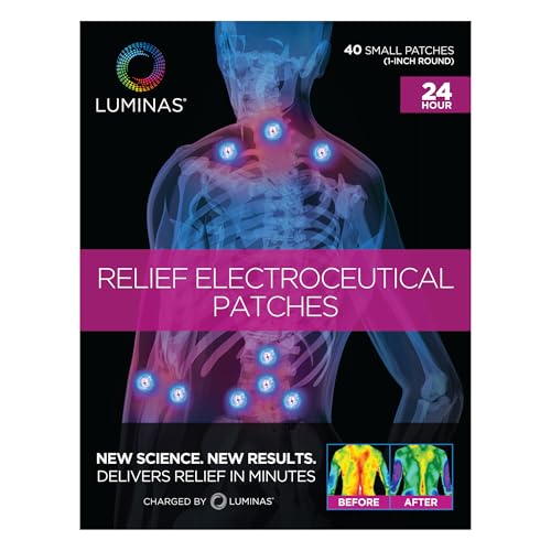 LUMINAS Round Relief Patch - Electroceutical Relief - Targeted Comfort 24 Hour Relief - Hands Neck Wrists Fingers - 40 Pack (Small Round Patches)
