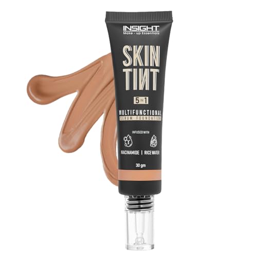 Image of INSIGHT Skin Tint 5-in-1 Serum Foundation (30g) | SPF 20 PA++++ | Lightweight, Hydrating & Brightening with Niacinamide & Rice Water | Primer, Moisturizer & Sunscreen in One | For All Skin Types - Shade: Filter Coffee