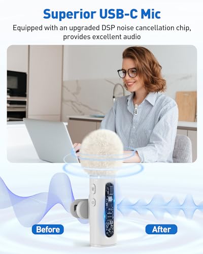 Image of USB C Lavalier Microphone Wireless Mini Mic for Type-C Android Phone /Tablet /PC Video Recording Clip-on Mics with Rotatable Clip&Denoise Recording, Ideal for Vlog Tiktok Youtube Content Creator, White