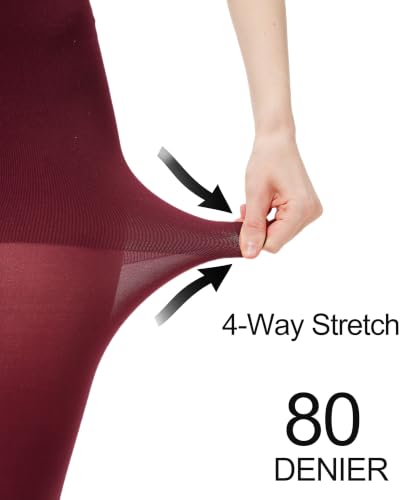 Image of CozyWow 80D Control Top Opaque Tights for Women Matte Pantyhose High Waist