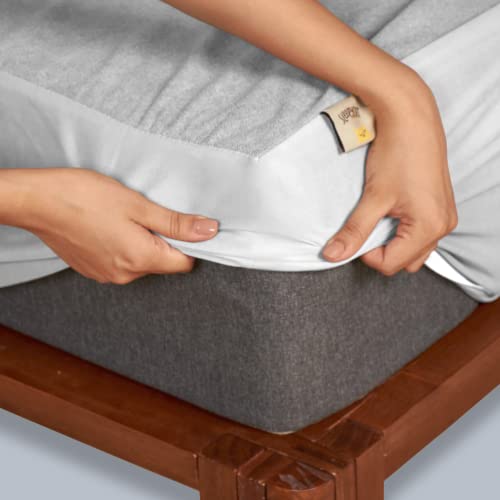 Image of SleepyCat Waterproof Ultra Soft Mattress Protector | Cotton Feel Fitted Cover for Double Bed | Breathable, Hypoallergenic & Durable Protection | 75x48 Inches | Grey