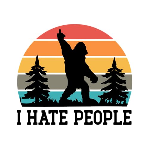 Image of eDesign I Hate People Sasquatch Bigfoot Funny Sticker Decal - 5 Inches - Bigfoot Stickers for Car Truck SUV Van Window Bumper Wall Laptop Tablet Cup Tumbler and Any Smooth Surface