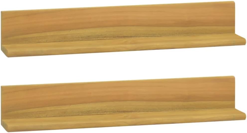 Teak Wood Floating Wall Shelf for Living Room, 23.6" L x 3.9" W, Solid Teak, Brown Rectangular Ledge Shelves for Bathroom & Bedroom Decor