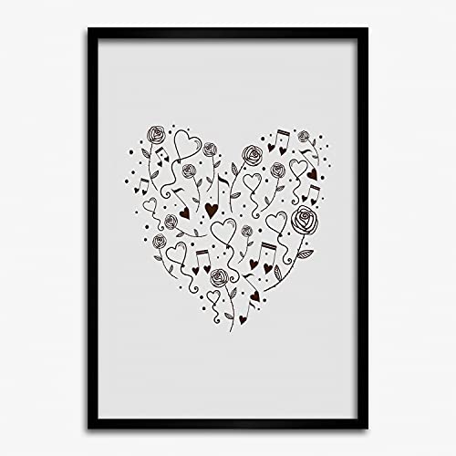 Tableau moderne cœur en cadre bois Tulup 50x70 pour une chambre parentale chaleureuse