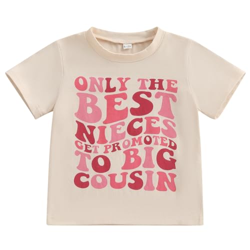Big Cousin Shirt for Toddler Boys Girls Only The Best Nieces/Nephews Get Promoted to Big Cousin T-Shirt Top