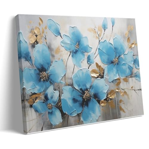Impression sur toile moderne fleurs bleues décoration murale 60x90