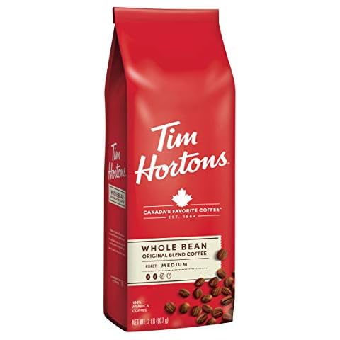 Tim Hortons Whole Bean Original, Medium Roast Coffee, Made with 100% Arabica Beans, 32 Ounce Bag Cover