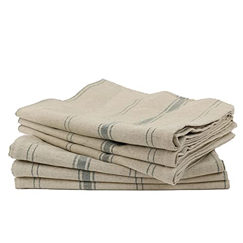 LINANDELLE - Lot de 6 Torchons Métis Naturel Lin-Coton Brasserie