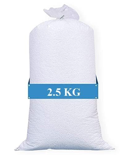 GPK G.O.A.T Beans Bean Bag Fill Beans Premium 2.5 kg Beans for Bean Bag Filling Bean Bag Filler 2.5 kg High Density White Balls- Sun White (2.5 kg Beans) White