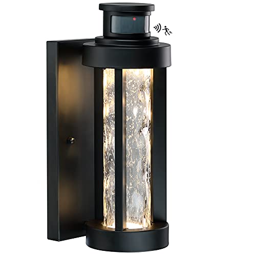 Motion Sensor Outdoor Wall Lights, Dusk to Dawn Exterior Light Fixtures Wall Mount, Outdoor Wall Lanterns Clear Water Glass, Exterior Porch Light Fixtures Wall Mount, Wall Sconce for Garage, House