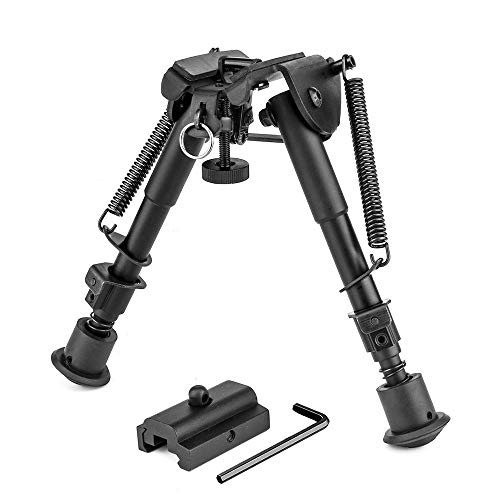 JASHKE Gewehr Zweibeine 6 '-9' Einstellbar Falten Frühling zurück Taktisches Zweibein mit Adapter Inbegriffen für die Jagd Schwarz