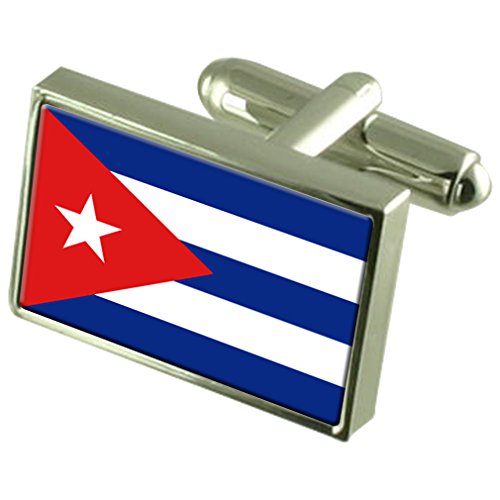 Cuba gemelos de bandera con bolsa de tela accesorios de camisa caballero