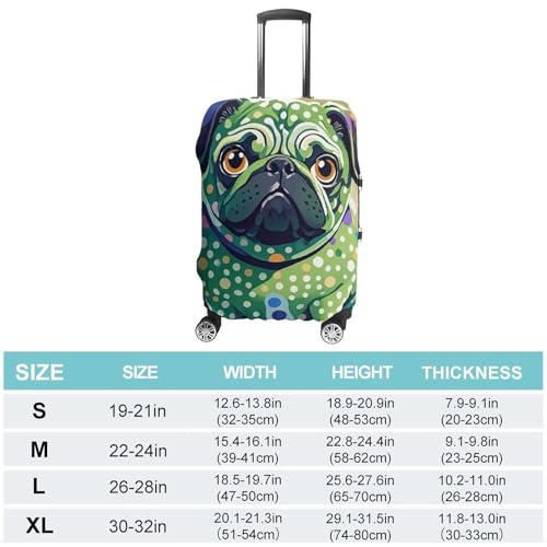 Pug Green Polka Dot Printed Luggage Cover Protector, Fits 18-32 Inch Luggage2