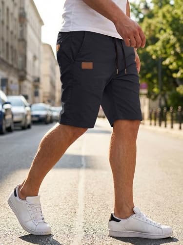 Image of JMIERR Mens Casual Shorts - Cotton Drawstring Summer Beach Stretch Twill Chino Golf Shorts