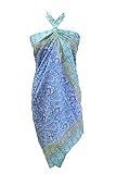 RADHIKA IMPEX Women Cotton Sarong Beach Cover Up Indian Hand Block Floral Print Swimsuit Bikini Wrap Cover-RI-SR-26-SKYBLUE01